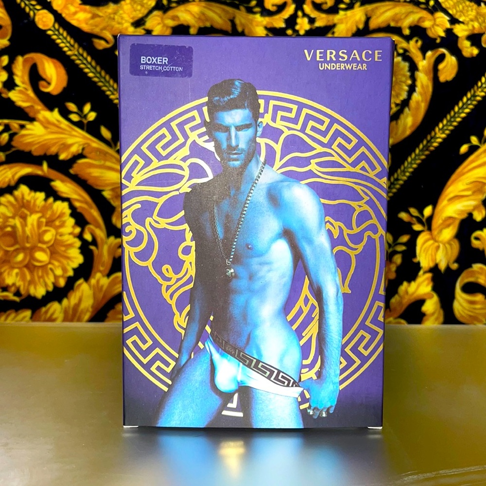VERSACE UNDERWEAR BOXER STRETCH COTTON MEN’S SIZE LARGE ITALY 5 NEW WITH TAGS.